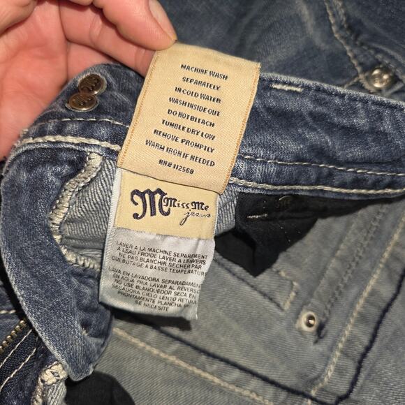 Miss Me Bootcut Jeans JP5082-3 Embellished Flap Pockets Mid Rise - Picture 3 of 10